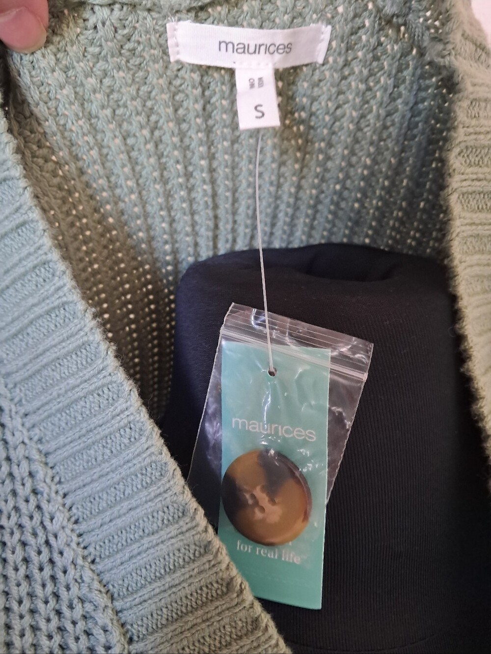 Maurices Women's Mixed Stitch Chunky Knit Green Button Down Cardigan NWT - Picture 4 of 6